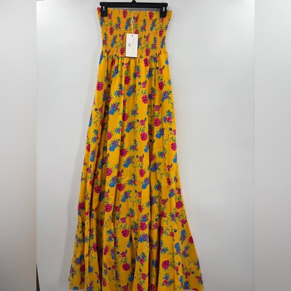 CAROLINE CONSTAS Haisley Smocked Maxi Dress Orange Retro Floral - Picture 2 of 4